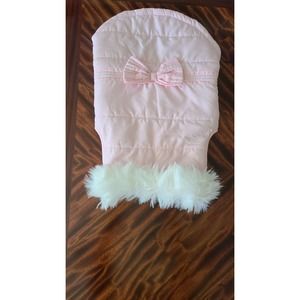 Winter Dog Coat - Pink Quilted Fur trimmed Size Large